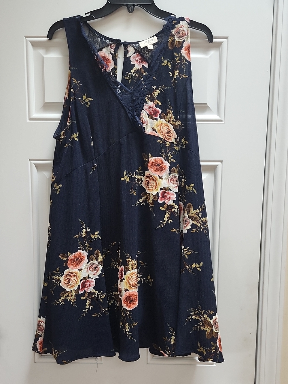 Umgee Floral Dress with Lace Trim
